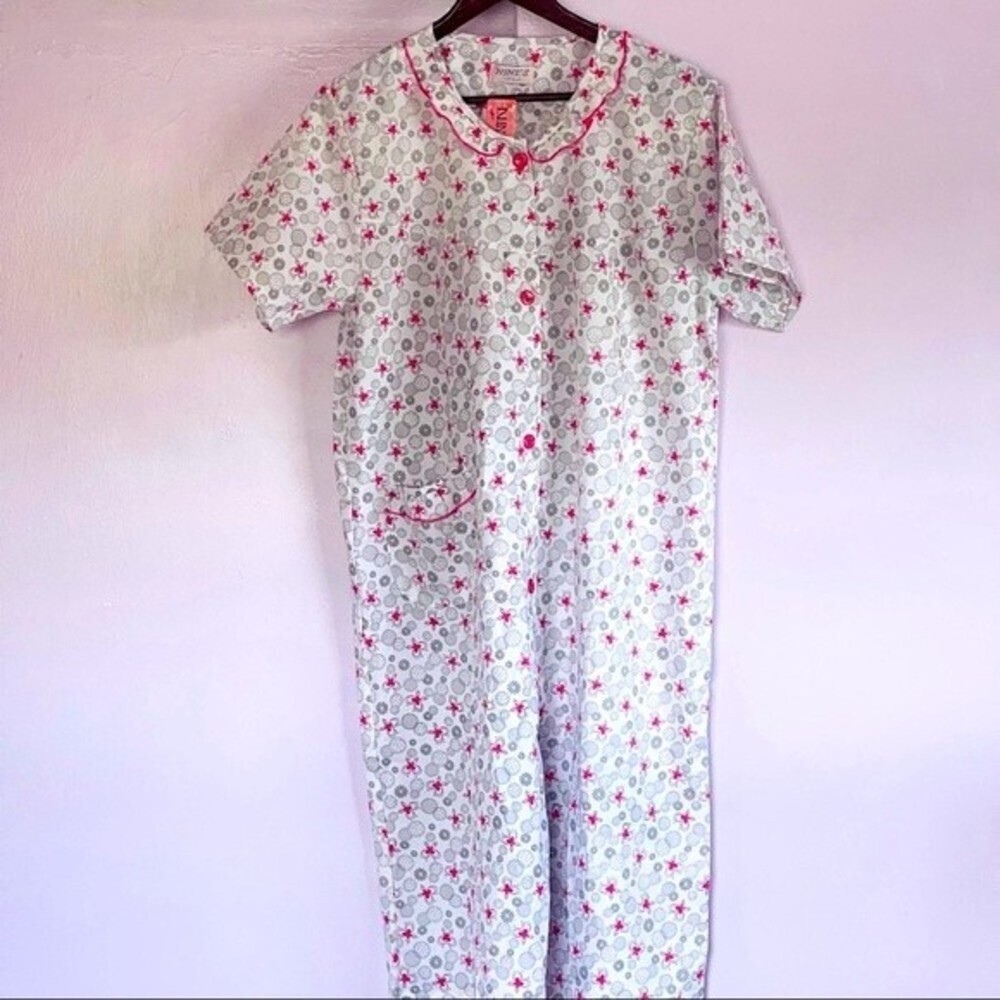 NWT Women NINE’S Snap Front Duster Sz XXL Grey & Pink Fits like XL
